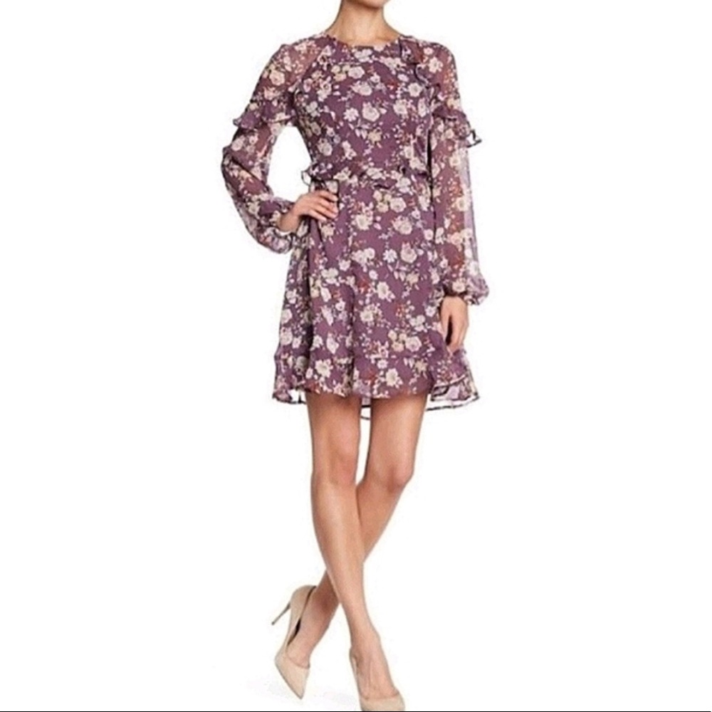 ASTR the label purple floral chiffon dress